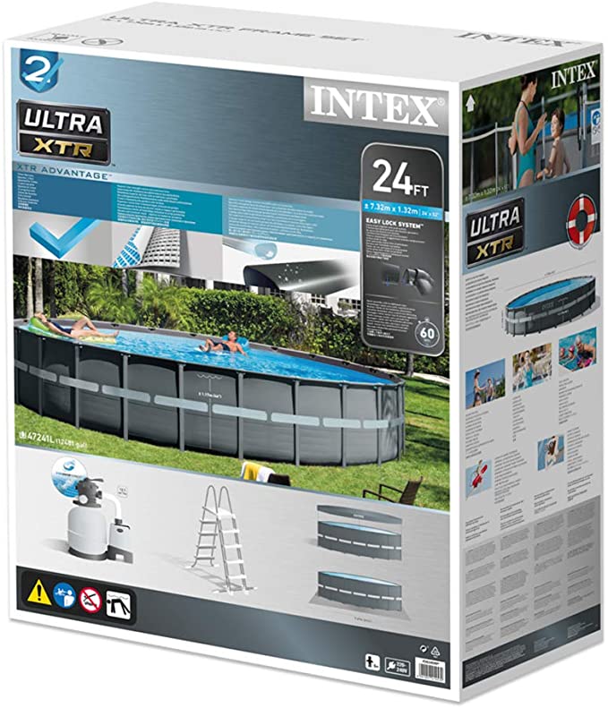 INTEX 24ft x 52" Ultra XTR Frame Pool Set With Sand Filter Pump , Ladder, Pool Cover Ground Cloth