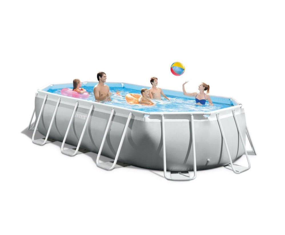Intex Prism Frame Oval Pool Set 20ft X 10ft X 48" With Pool Cover , Ground Cloth , Ladder & Water Filter Pump