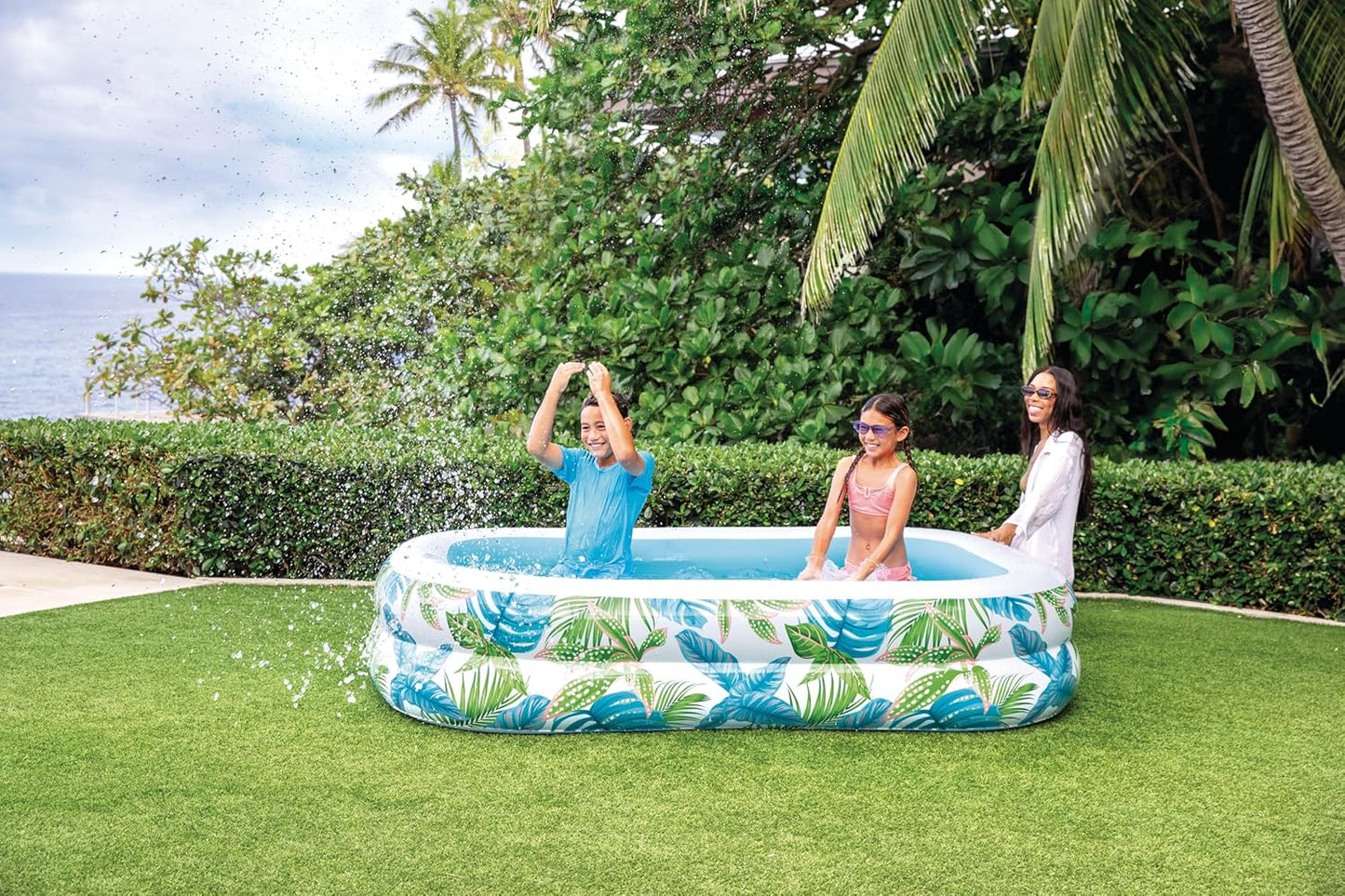 INTEX 57177EP Tropical Swim Center Inflatable Family Pool: 159 Gallon Capacity – 90" x 60" x 19"