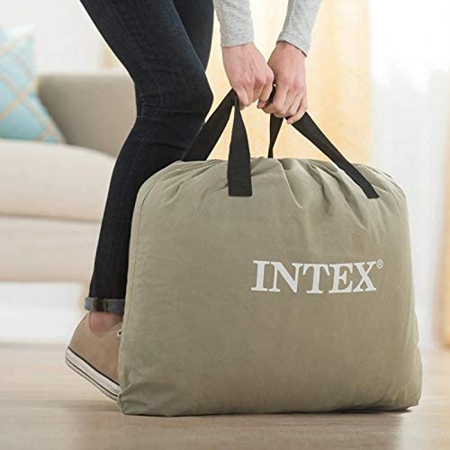 Intex Air Bed (60" x 80" x 12") Queen Size Pillow Rest Mid-Rise Dura Beam Standard With Fiber-Tech™️Technology Bulit-in Electric Pump