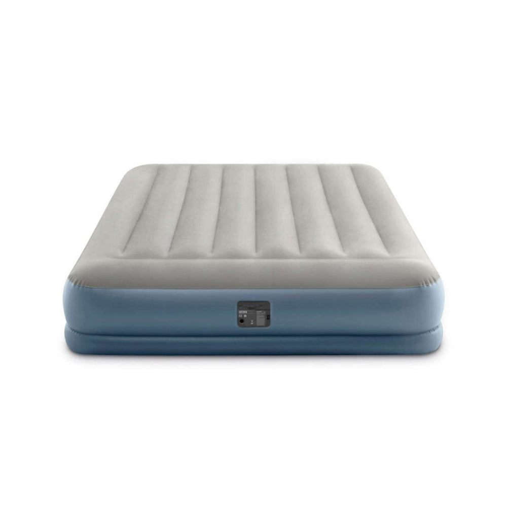 Intex Air Bed (60" x 80" x 12") Queen Size Pillow Rest Mid-Rise Dura Beam Standard With Fiber-Tech™️Technology Bulit-in Electric Pump