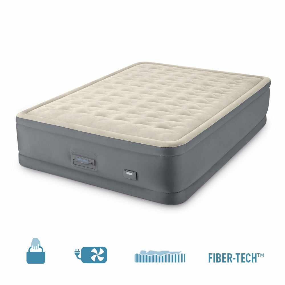 INTEX Queen Size Air Bed ( 60"x80"18" ) Elevated PremAire Air Bed With Fiber-Tech™️Technology Bulit-in Electric Pump & USB-Port