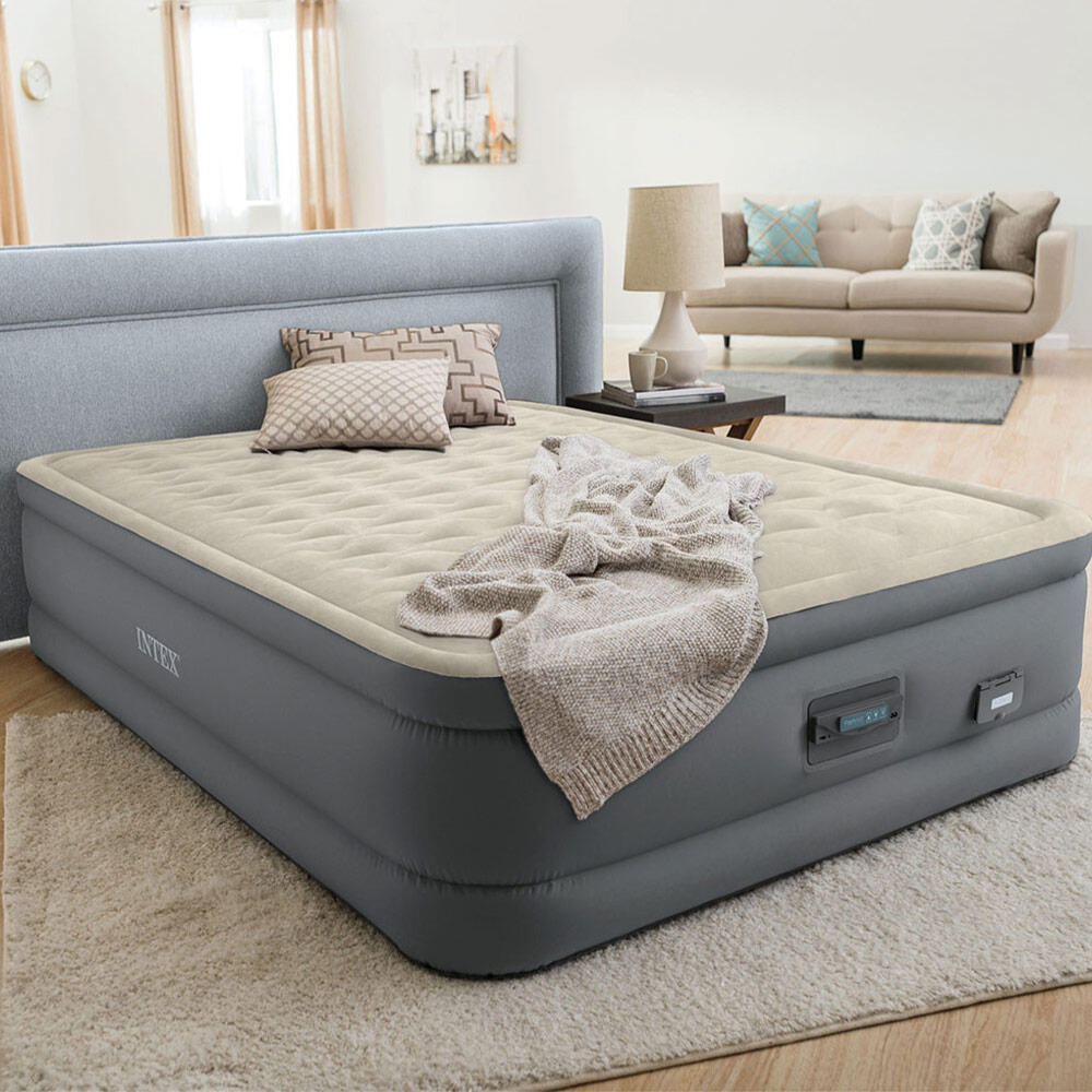 INTEX Queen Size Air Bed ( 60"x80"18" ) Elevated PremAire Air Bed With Fiber-Tech™️Technology Bulit-in Electric Pump & USB-Port