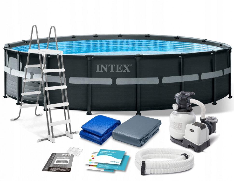 INTEX Ultra XTR Frame Pool Set 18ft x 52" ( 549cm x 132cm ) With Sand Filter Pump , Ladder, Pool Cover Ground Cloth