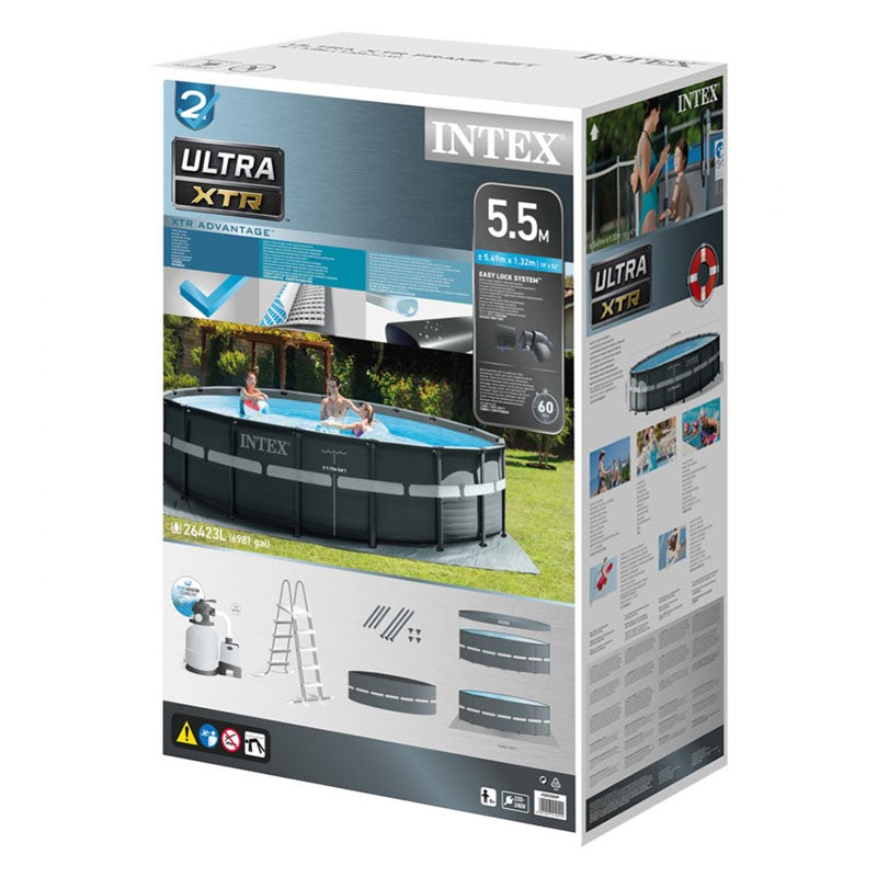 INTEX Ultra XTR Frame Pool Set 18ft x 52" ( 549cm x 132cm ) With Sand Filter Pump , Ladder, Pool Cover Ground Cloth