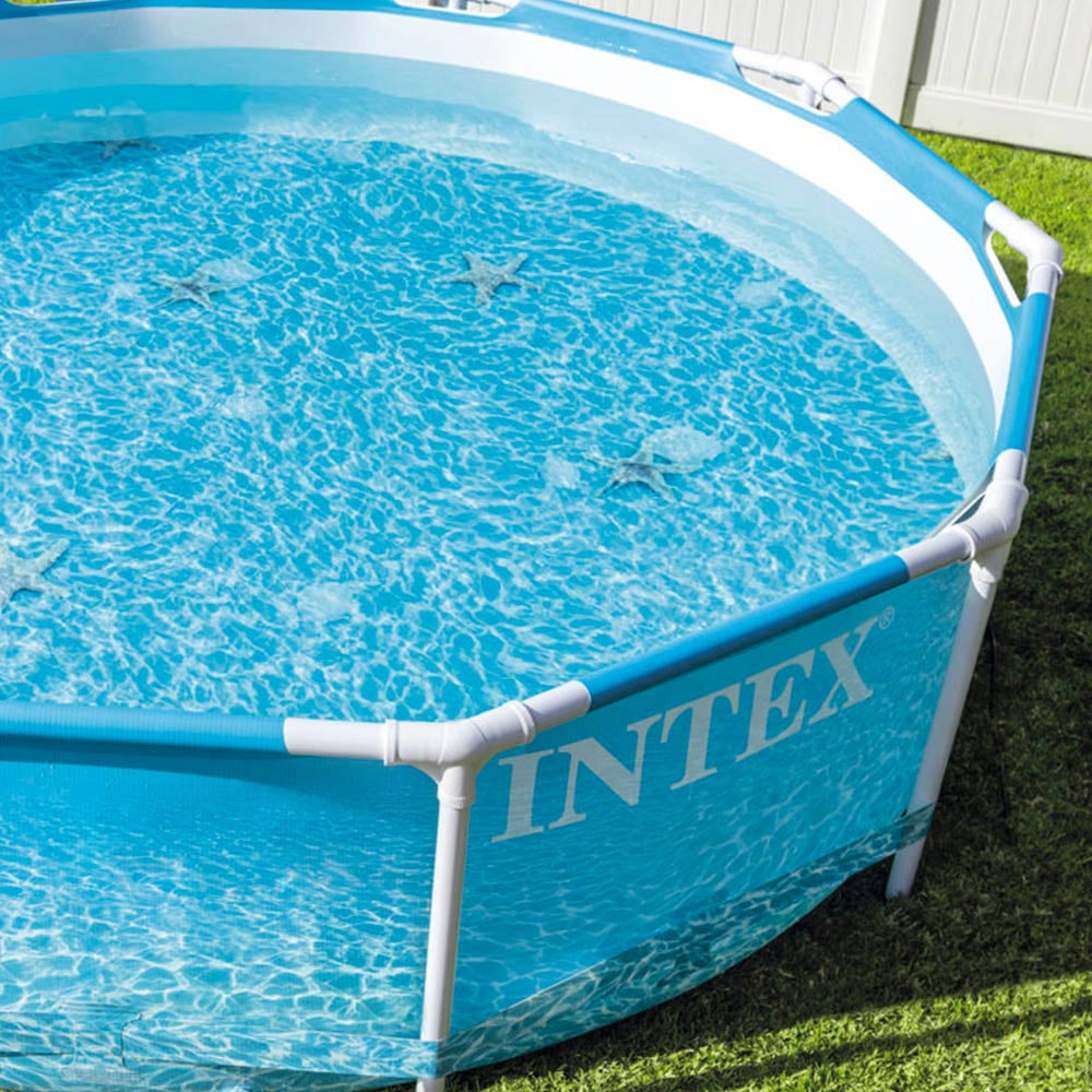 INTEX 10ft x 30" Beachside Metal Frame Round Above Ground Pool