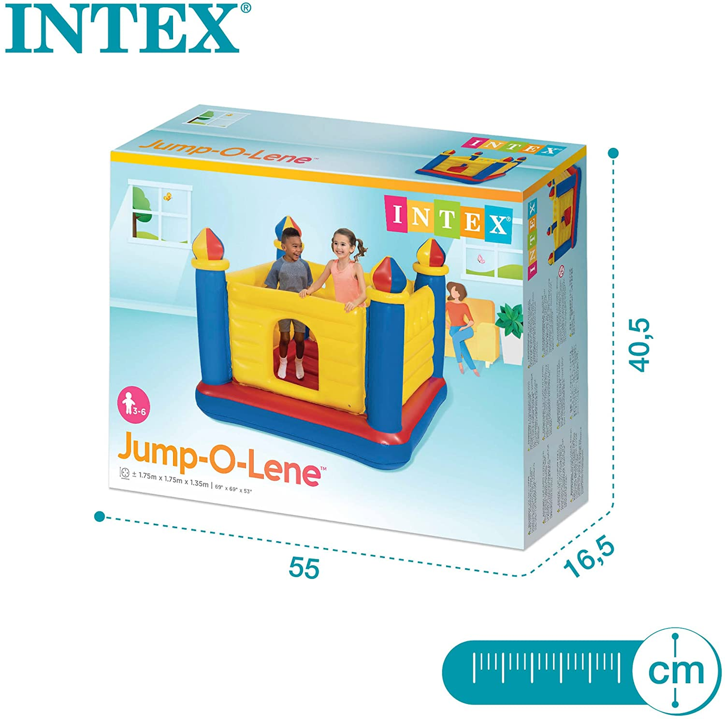 INTEX Jump-O-Lene ™ Castle Bouncer ( 69" X 69" X 53" ) With Plastic Balls 25Pcs