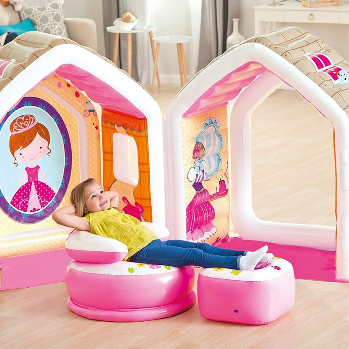 INTEX Princess Play House Set 49" x 43" x 48" With 1 Arm Chair & 1 Ottoman