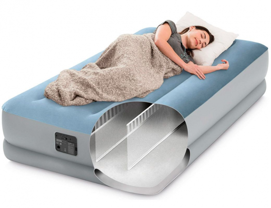 INTEX Air Bed (39"x75"x14") Dura Beam Plus Fiber Tech-Technology Raised Comfort Twin Bulit-in Electric Pump