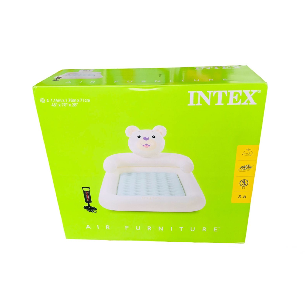 Intex Teddy Bear Kids Travel Bed With Hand Pump ( 45in x 70in x 28in )