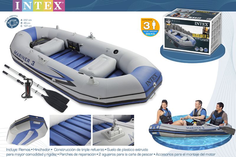INTEX Boat Set Mariner 3 For 3 Persons ( 117" X 50" X 18" )