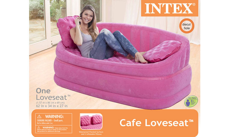 INTEX Cafe Love Seat For 2 Person With Waterproof Flocked Surface & 2 Cushion 62" x 34" x 27"