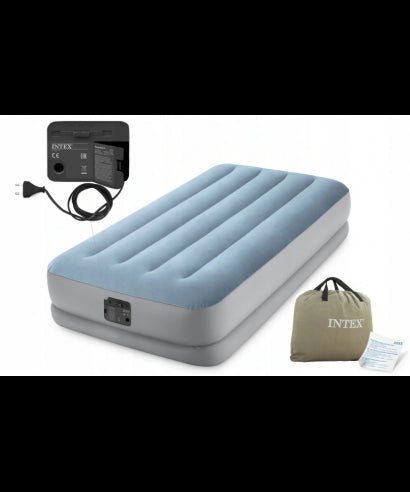 INTEX Air Bed (39"x75"x14") Dura Beam Plus Fiber Tech-Technology Raised Comfort Twin Bulit-in Electric Pump