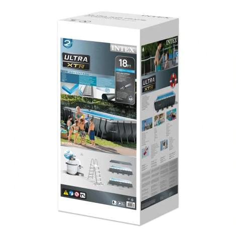 INTEX Ultra XTR Frame Rectangular Pool Set (18ft x 9ft x52" ) With Sand Filter Pump , Ladder, Pool Cover Ground Cloth