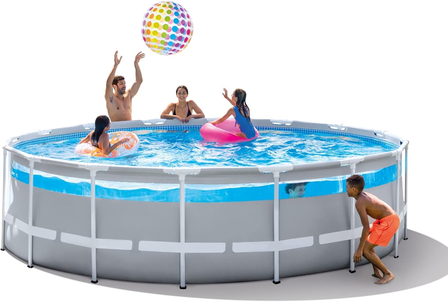 Intex 4.88 m x 1.22 m Prism Frame Clearview Premium Pool Set, Standing Size: 488 cm x 122 cm (26730 GN)