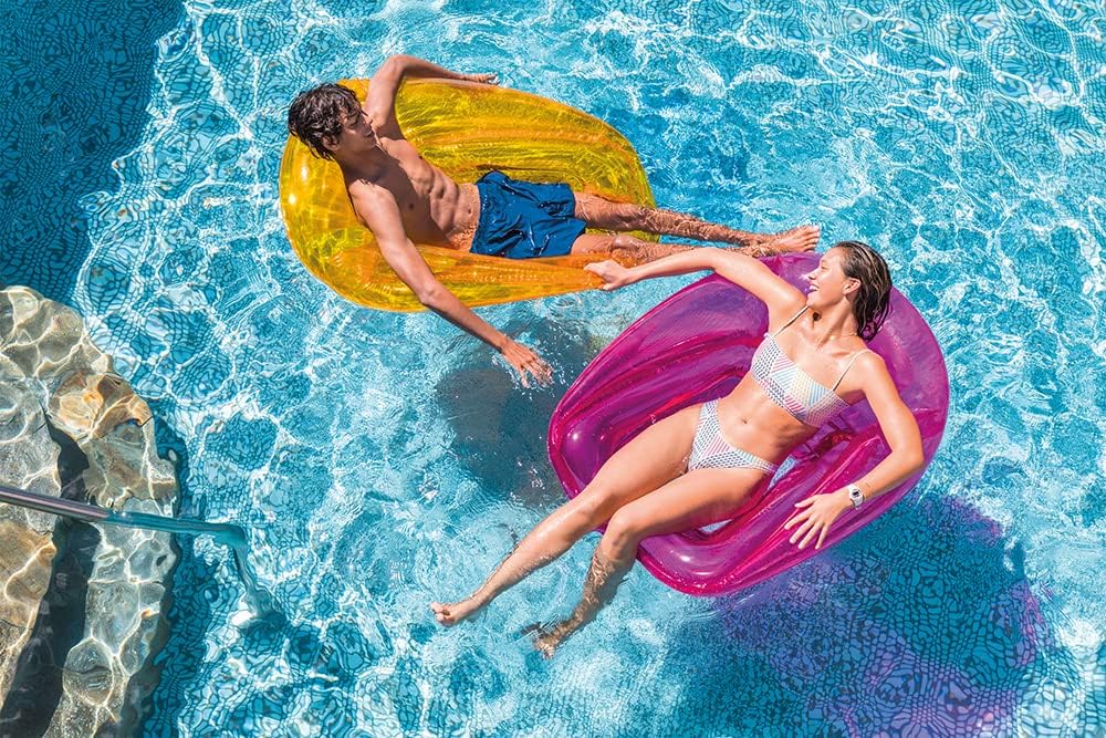Intex Transparent Lounges, Transparent Green, Orange and Pink Colours, Uninflated Size: 104 cm x 102 cm (56802NP)