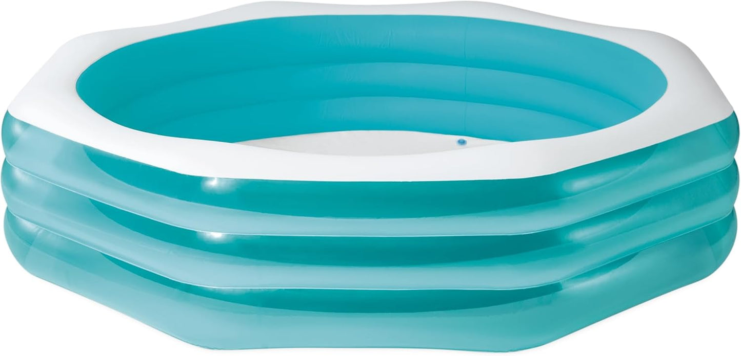 INTEX 58492EP Swim Center Inflatable Octagonal Family Pool: 262 Gallon Capacity – 100" x 100" x 22" – Blue
