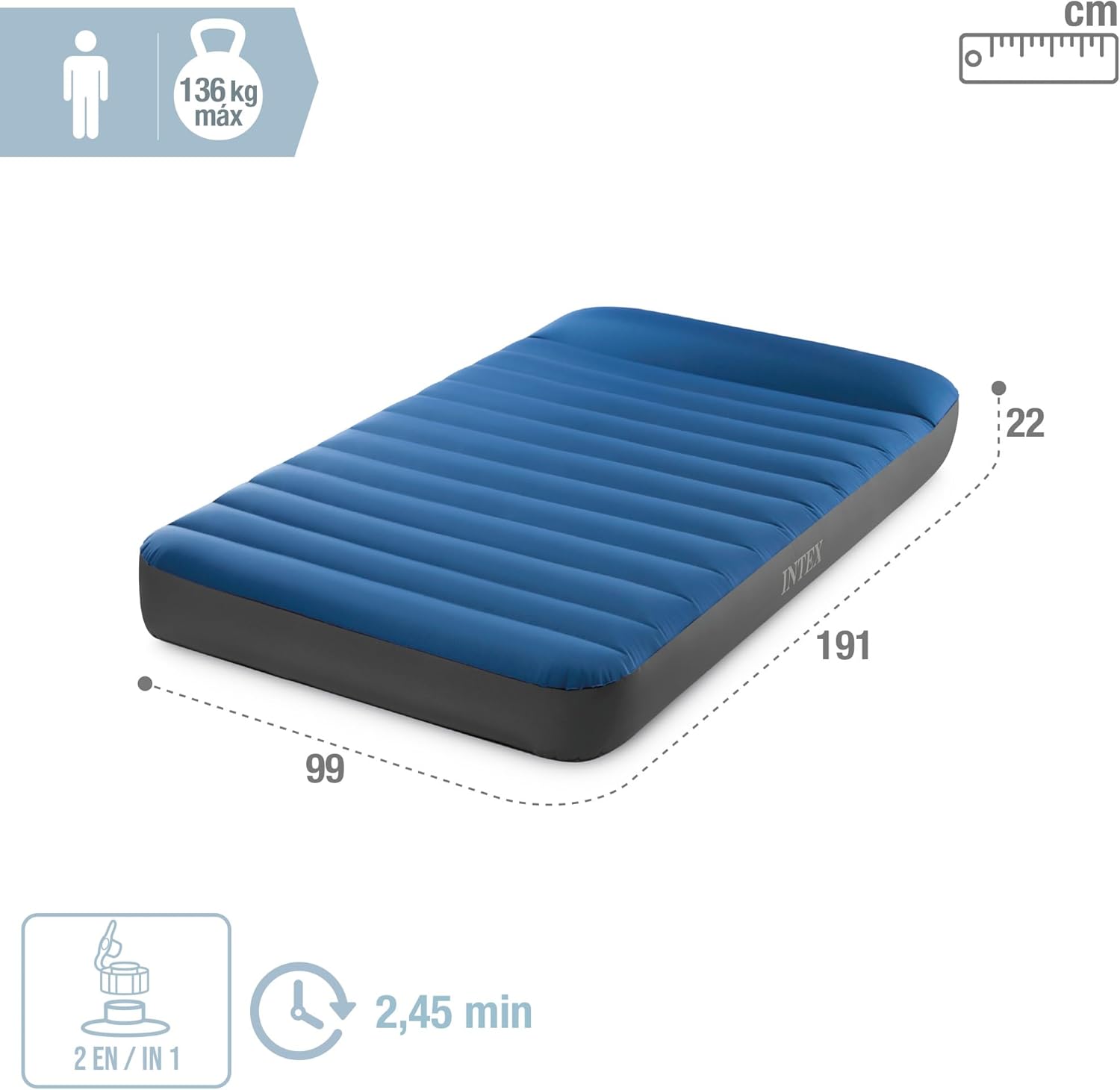 Intex Twin Dura-Beam Premaire 64011 Camping Mattress with USB 150 Inflated Size: 99 cm x 1.91 m x 22 cm