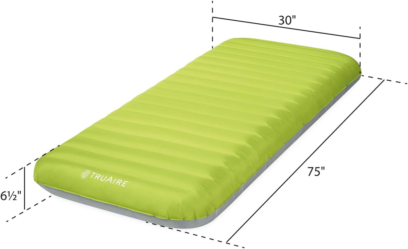 Intex TruAire TPU Luxury Camping Mattress: Fiber-Tech Technology – Puncture-Resistant Laminate – QuickFill USB Air Pump Included – Lightweight Carry Bag Included – 8.5in Mattress Height