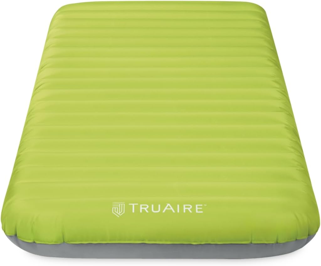 Intex TruAire TPU Luxury Camping Mattress: Fiber-Tech Technology – Puncture-Resistant Laminate – QuickFill USB Air Pump Included – Lightweight Carry Bag Included – 8.5in Mattress Height