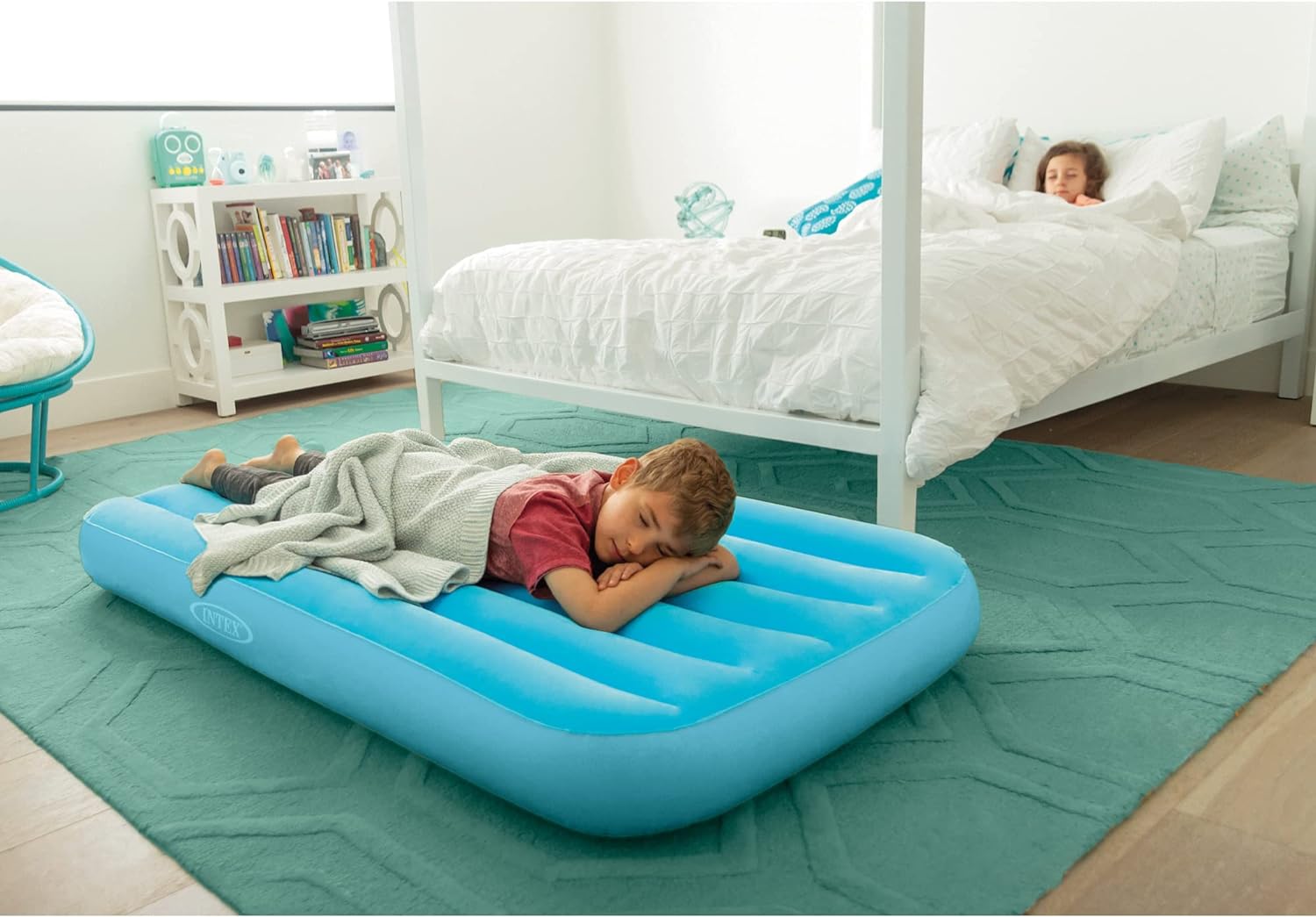 Intex 66803EP Cozy Kidz Inflatable Airbed: Fiber-Tech – Velvety Soft Surface – Carry Bag Included – Color May Vary – 34.5" x 62" x 7"