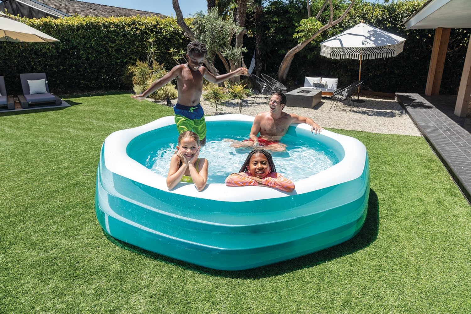 INTEX 58492EP Swim Center Inflatable Octagonal Family Pool: 262 Gallon Capacity – 100" x 100" x 22" – Blue