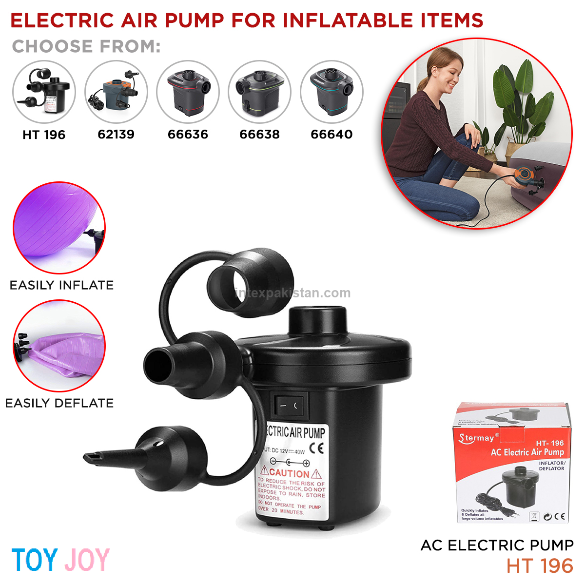 Stermay AC Electric Air Pump Quickly Inflates And Deflates