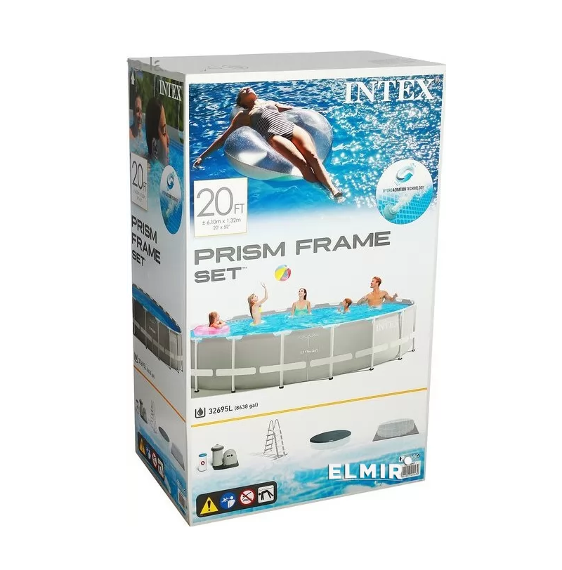 Intex ( 20' x 52" ) Prism Frame Round Metal Frame Pool With Filter Pump, Ladder, Ground Cloth & Pool Cover