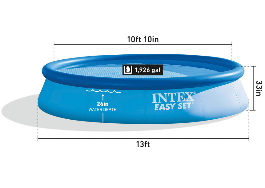INTEX Easy Set Pool ( 13' X 33" ) Puncture-Resistant 3-Ply Material
