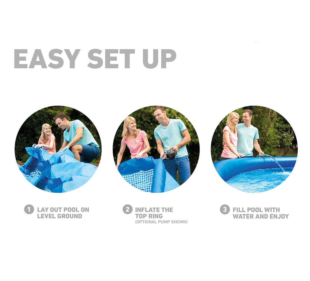 INTEX Easy Set Pool ( 13' X 33" ) Puncture-Resistant 3-Ply Material