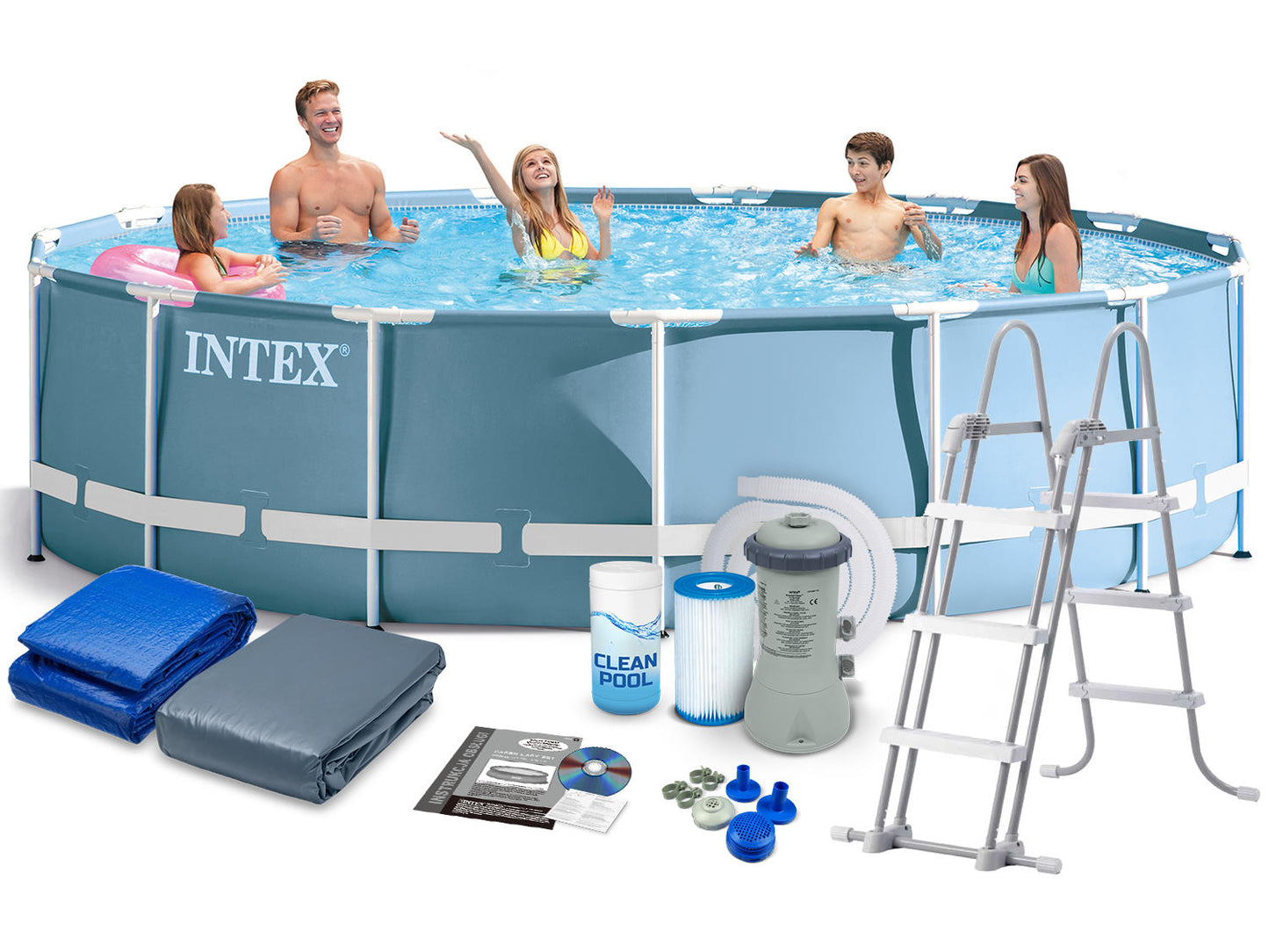 INTEX ( 15' x 42" ) Prism Frame Pool With Water Filter Pump "A" Type