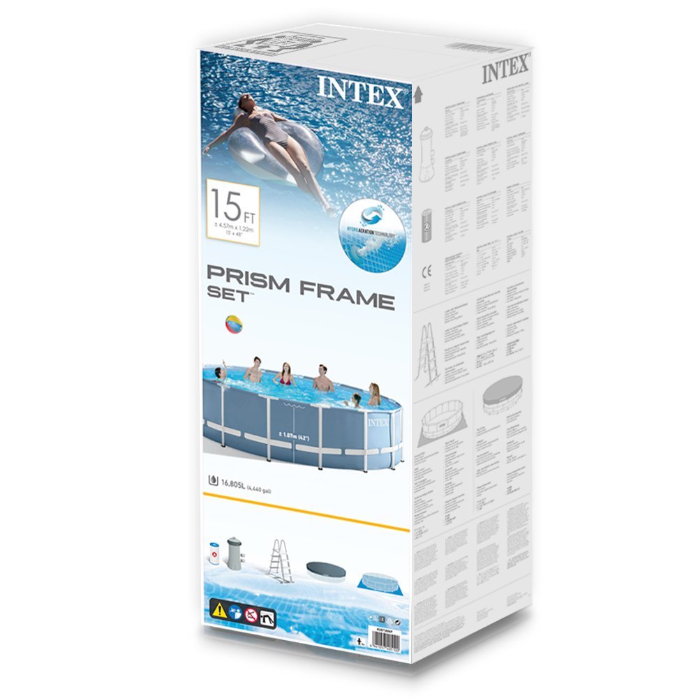 INTEX ( 15' x 48" ) Prism Frame Pool With Water Filter Pump "A" Type , Ladder , Pool Cover & Ground Cloth