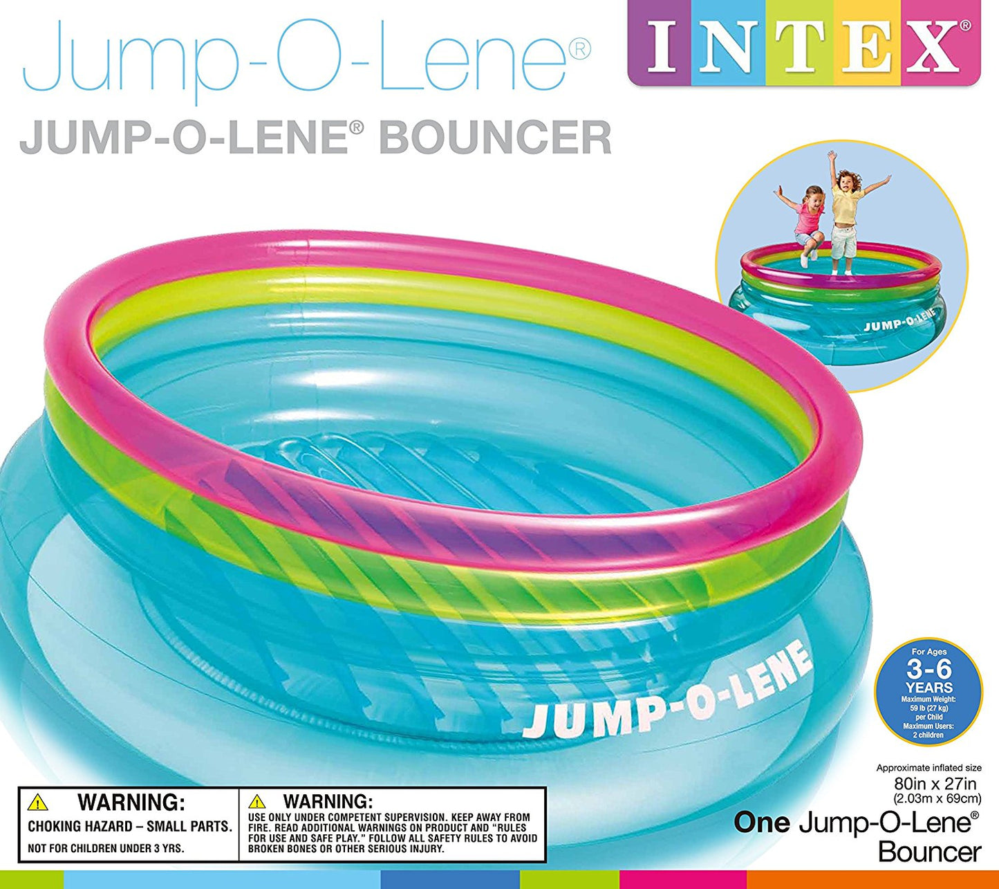 INTEX Inflatable Jump - O - Lene Ring Bouncer For Kids ‎48.4 x 40.2 x 14.6 cm