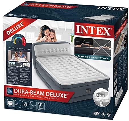 INTEX Airbed Ultra Plush Headboard 60" x 93" x 34" Queen Size Dura Beam Deluxe Series Fiber-Tech Technology
