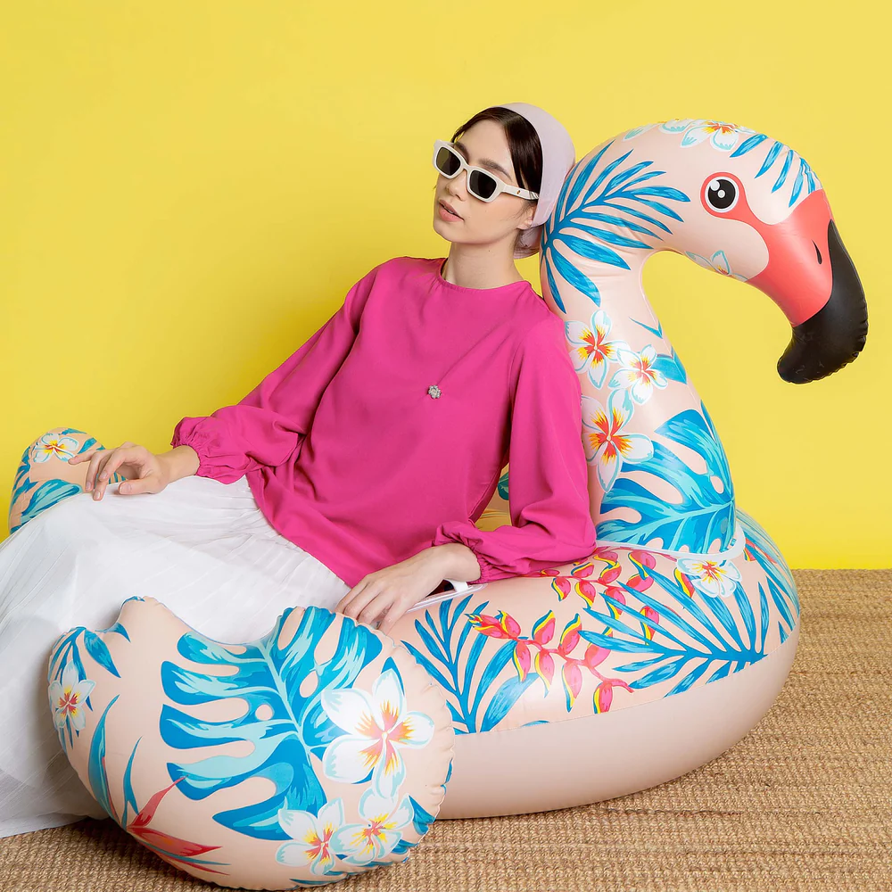 Tropical Flamingo Ride-On Inflatable Pool Float ( 58"x 55" x 37" )