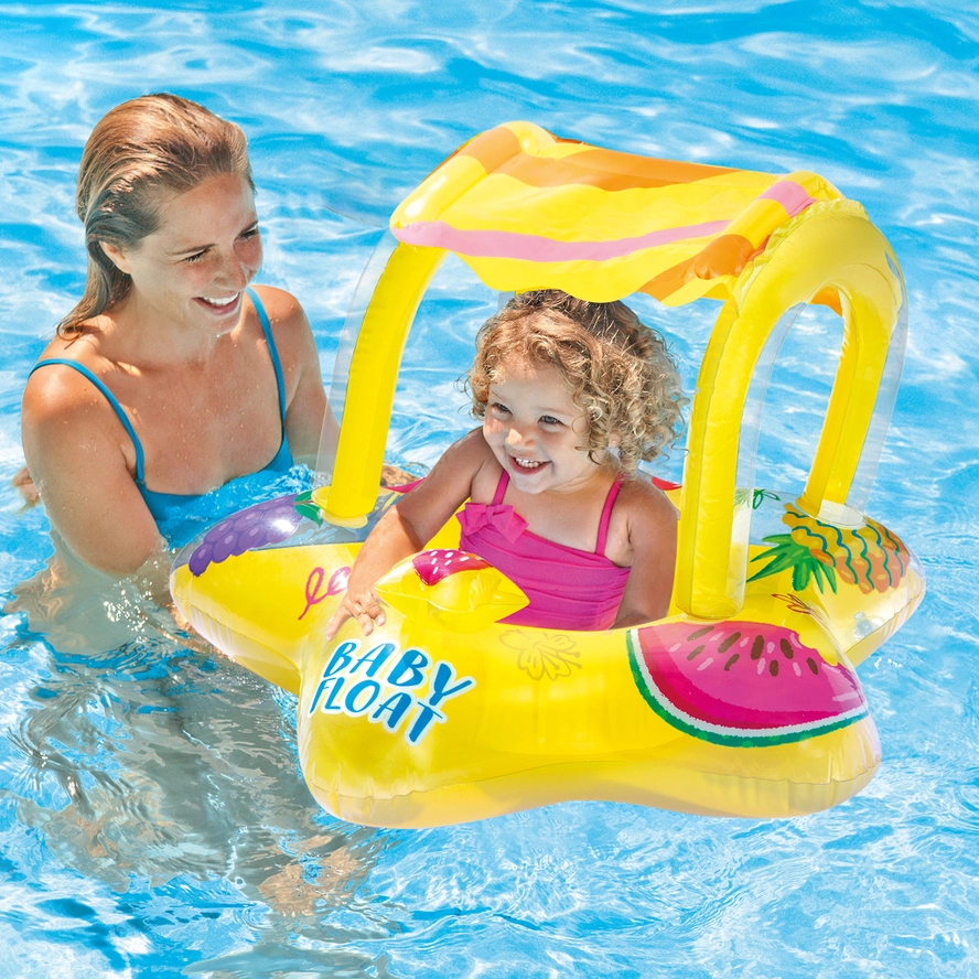 Intex Yellow Kiddie Inflatable Pool Float w/ Sunshade ( 32" x 31" )
