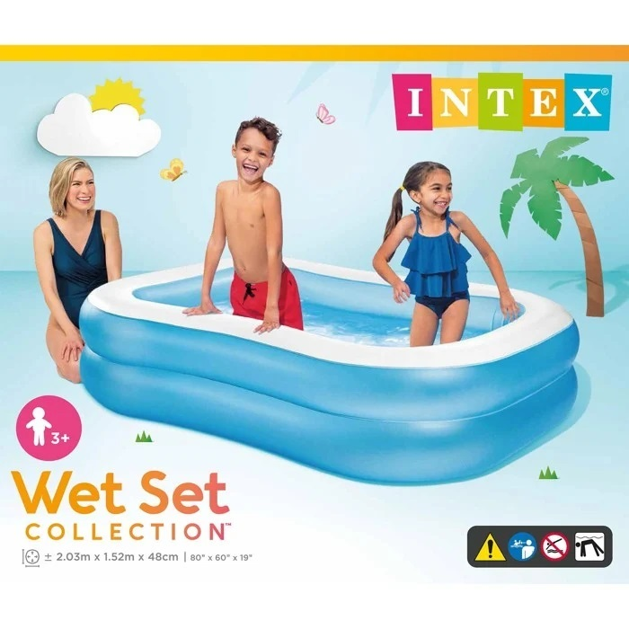 INTEX 80"x 60"x 19" Swim Center Family Swimming Pool White Blue
