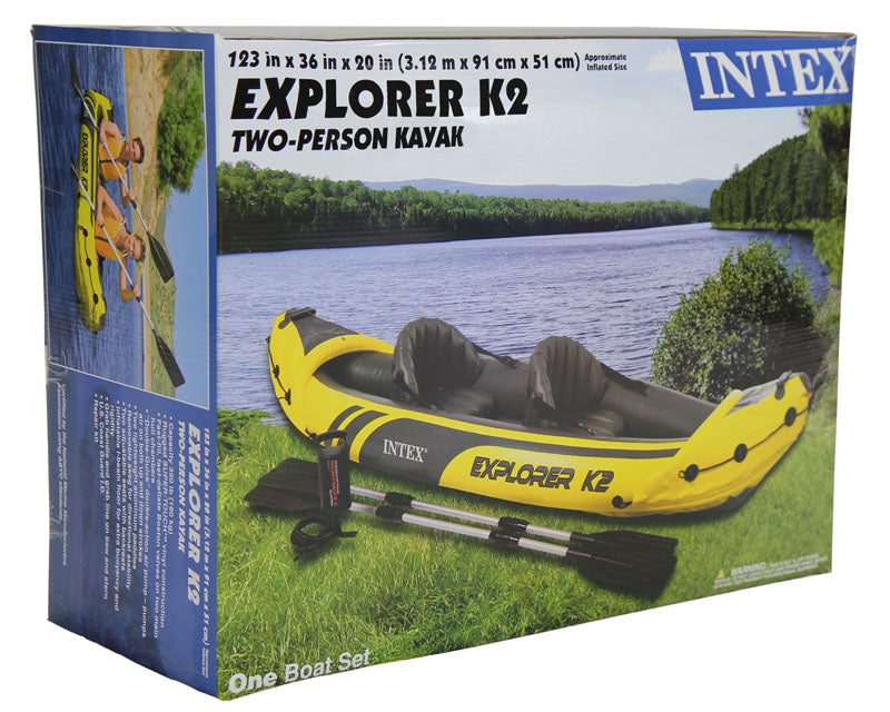 INTEX Kayak Boat Explorer K2 For 2 Person (123"x36"x20") With 2 Oars & An Air Pump