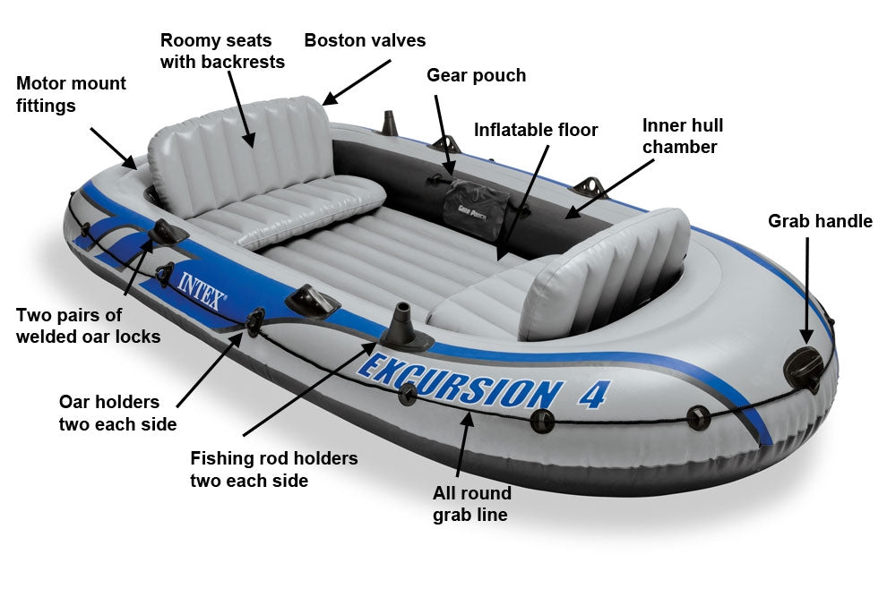 INTEX Excursion 4 Boat Set for 4 Persons