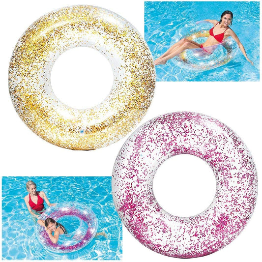 INTEX Transparent Glitter Tubes ( 46.8inch ) Inflatable Swimming Tubes Pool Swim Ring