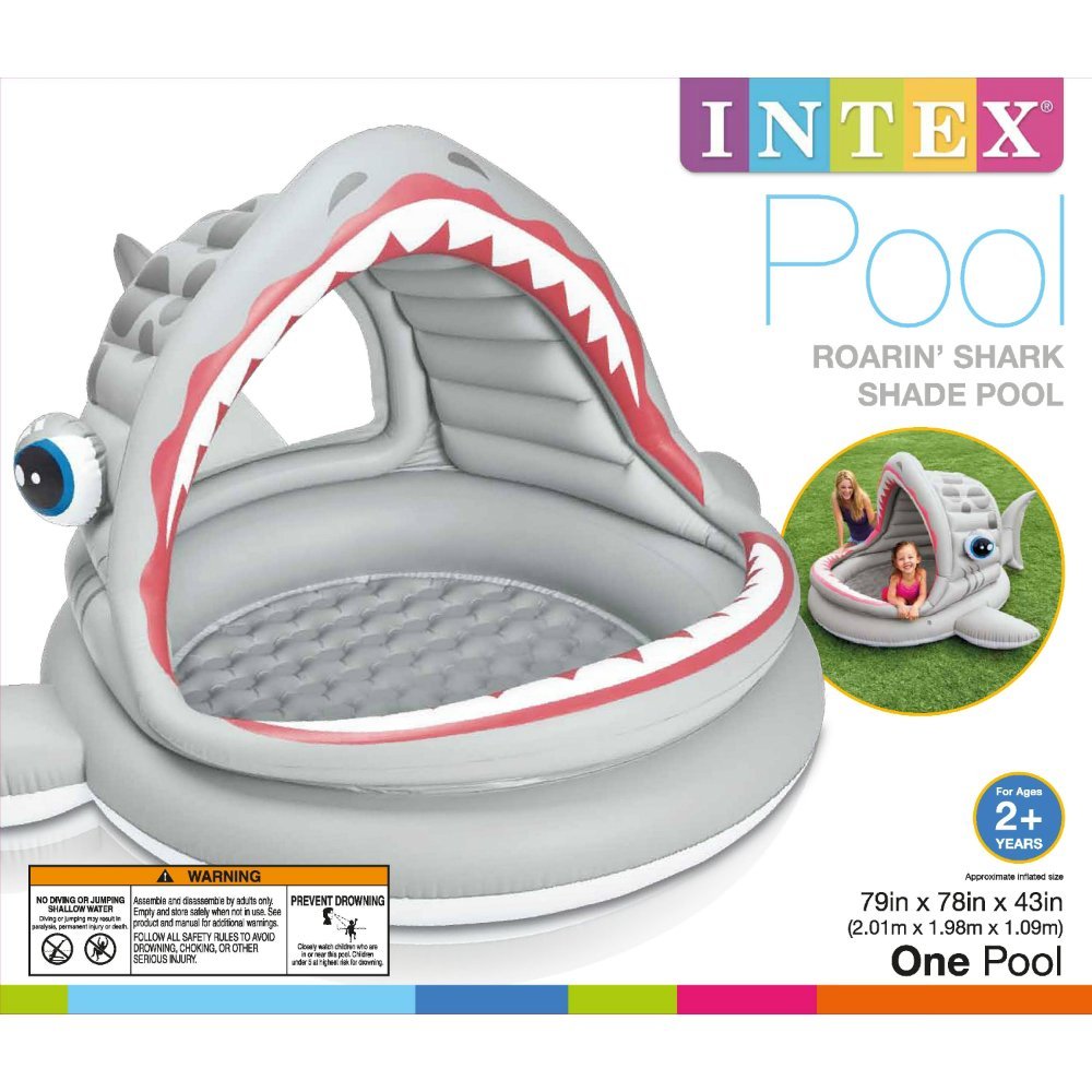 INTEX Roarin Shark Shade Pool (79" L x 78" W x 43" H )